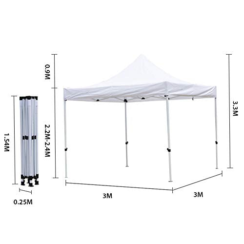 Tribesigns 3m x 3 m Gazebo with Sides, Heavy Duty Pop Up Shelter with Wheeled Carry Bag, Outdoor Canopy Tent for Shade and Rain (White)