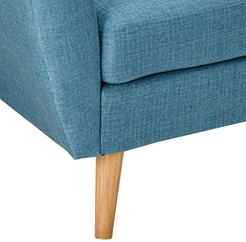 Christopher Knight Home Treston Mid-Century Fabric Sofa, Blue / Natural