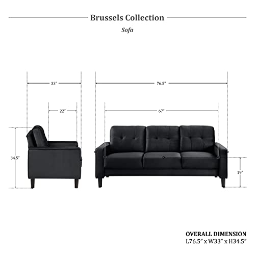 Lexicon Brussels 2-Piece Living Room Set, Black