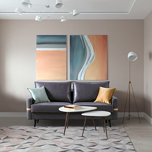 Mi Shangou 72 inch Sofa Couch, Mid-Century 3-Seat Tufted Love Seat for Living Room, Bedroom, Office, Apartment, Dorm, Studio and Small Space, 2 Pillows Included(Dark Gray)