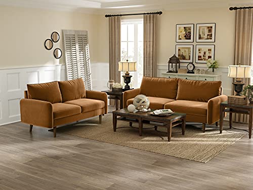 Meeyar Velvet Sofa, Couch for Small Apartment and Living Room,Solid Wood Frame Legs, Easy Assembly,Round Arms,33