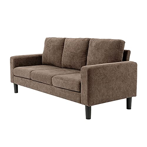 Modern Living Room Sofa Couch 2 Pieces Set, Single Seat Sofa Chair + 3 Seater Sofa Couch (Brown)