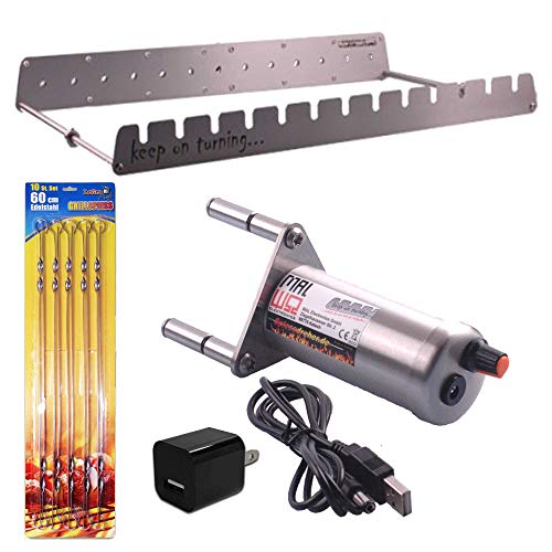 Keep on Turning 13 Skewer Automatic Rotating Rotisserie Grill Rack Attachment Stainless Steel incl. 10 Skewers
