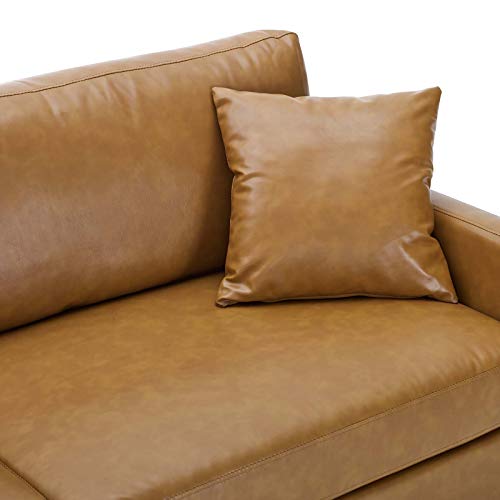 Modway Juliana Vegan Leather Upholstered Sofa, Tan