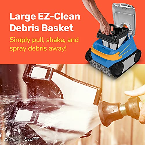 Aqua Products EVO614IQ Evo 614 iQ Automatic Robotic Cleaner with WiFi Connected App, Front and Back Brushes Designed to Climb, 60ft Cable with Swivel for In Ground Pools, Multicolor