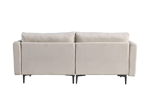 Mi Shangou 76.3 inch Sofa Couch, Modern Sofa Loveseat Furniture, Fabric Loveseats Couch with 2 Side Pockets, Deep Seat Sofa for Living Room, Bedroom, Apartment, Movable Back (Beige)