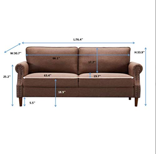 Modern Upholstered Love Seats, Loveseat Sofa (Sofa, Brown)