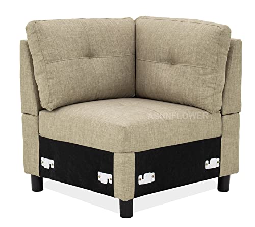 Linen Fabric Modular Sectional Sofa Assembly, Corner Couch Chair, Khalei Grey