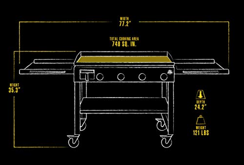 PIT BOSS PB757GD 4 Burner LP Gas Griddle, 4. 7mm Thick pre-Seasoned top, Black