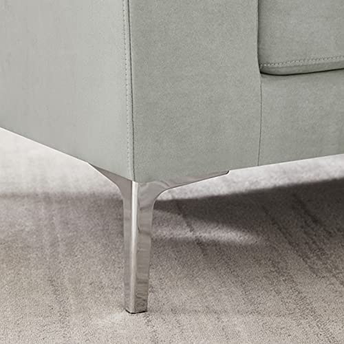 Melpomene Suede Left Armrest Convertible Sectional Sofa Couch Modern Grey Space-Saving Design L-Shaped Couch with Footstool for Living Room Bedroom Small Space (Suede Left Armrest)