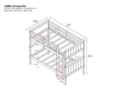 Dorel Living Maxton Twin over Twin Bunk Bed, White