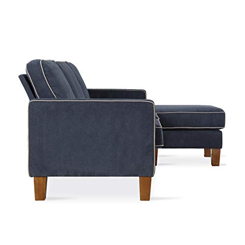 Novogratz DA036SEC-BL Bowen Sectional Sofa with Contrast Welting, Blue