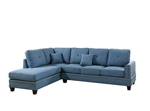 Poundex PDEX- Sectional Set, Blue