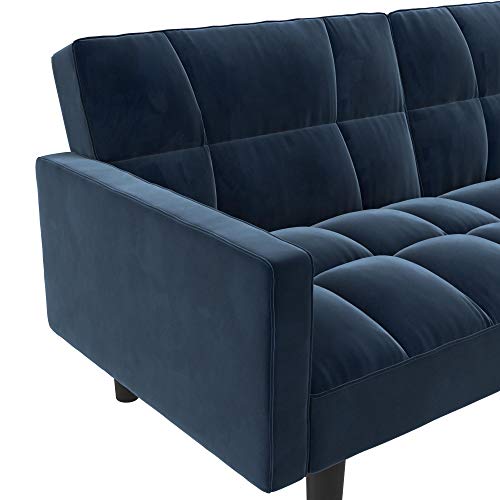 DHP Hayden Convertible Sofa Sleeper Futon with Arms - Blue Microfiber
