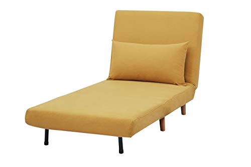 GIA Tri-Fold Convertible Polyester Sofa Bed Chair with Removable Pillow and Legs, Yellow