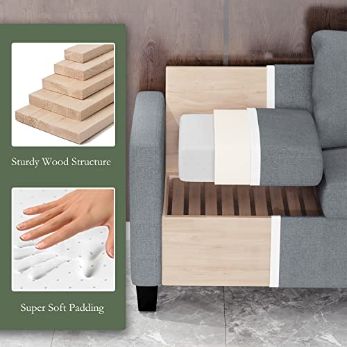 Pawnova Convertible Sectional Sofa Couch L-Shaped Settee with Soft Cushion, Comfortable Backrest and Modern Linen Fabric for Small Space, Living Room, Light Gray