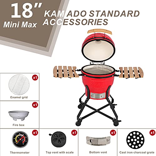 18in Steel Charcoal Grill Red