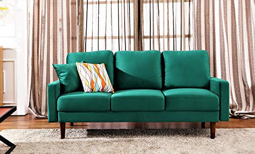 Container Furniture Direct Claire Velvet Upholstered Loose Back Cushion Sofa with Accent Pillows, 72