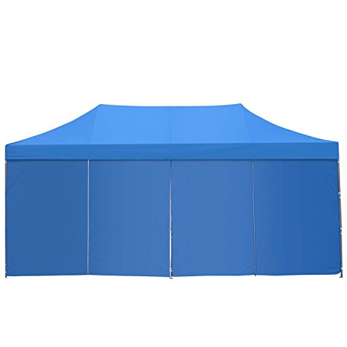 10x20 Ft Pop up Canopy Party Wedding Gazebo Tent Shelter with Removable Side Walls Blue