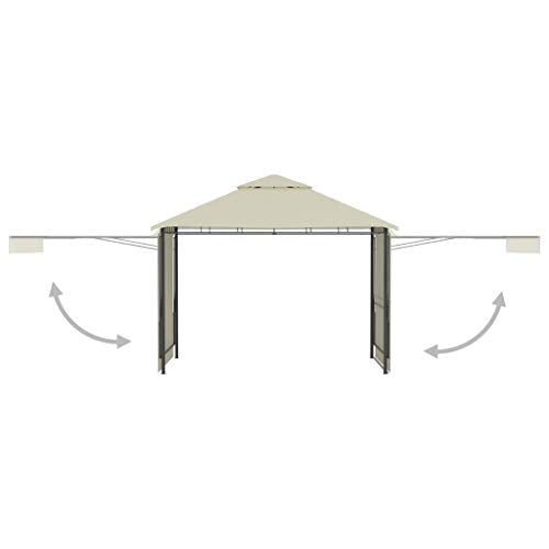 vidaXL Gazebo with Double Extended Roofs 9.8'x9.8'x9' Cream 180 g/m