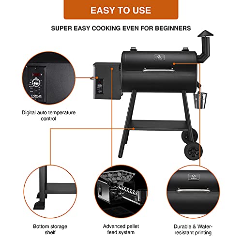 Z GRILLS 550B2 Wood Pellet Grill & Electric Smoker BBQ Combo with Auto Temperature Control | 2021 Upgrade | 553 sq in Black