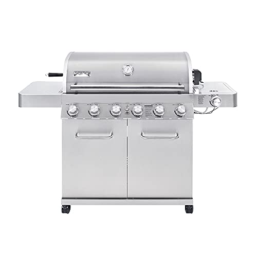 Monument Grills 77352 6-Burner Stainless Steel Propane Gas Grill with LED Controls, Side Burner, Built in Thermometer, and Rotisserie Kit