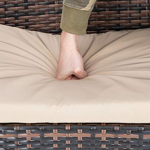 JYOSTORE 2pcs Arm Chairs 1pc Love Seat & Tempered Glass Coffee Table Rattan Sofa Set Brown Gradient - for Living Room, Modern Contemporary Home Studio Furniture