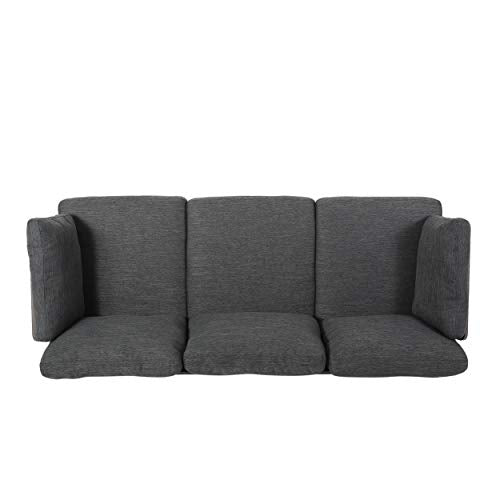 Christopher Knight Home Abigail Mid-Century Modern 3 Seater Wood Frame Sofa, Charcoal, Gray, Black