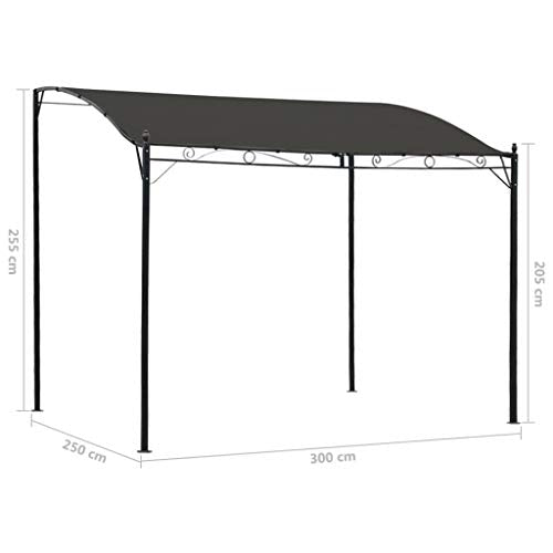 vidaXL Small pergola, Garden Winds Curved Grill Shelter Gazebo, Gazebo Canopy for Outdoor, Patio, Backyard, Waterproof, UV Block, Steel Frame, 118.1x98.4 inch Anthracite