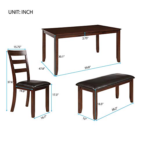 Harper & Bright Designs Upholstered Dining Bench Dining Room Table Bench (Espresso)