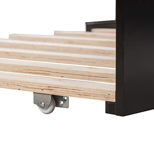 Wood Daybed with a Trundle, Trundle Daybed Twin Size, Standard Twin Bed Frame, No Box Spring Required (Espresso)