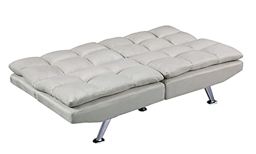 Convertible Sofa Bed Sleeper Futon - Convertible Loveseat Mid-Century Sofa Sleeper, Modern Folding Sleeper Sofa with Adjustable Backrest, Beige Armless Sofa Beige