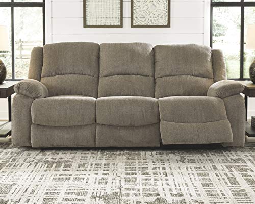 Signature Design by Ashley - Draycoll Contemporary Upholstered Reclining Sofa - Pull Tab Reclining - Tan