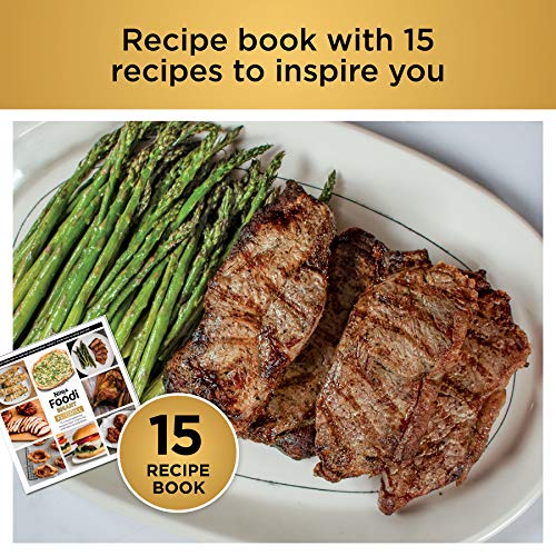 Ninja FG551 Indoor Grill Foodi Smart XL 6-in-1 with 4-Quart Air Fryer Roast Bake Dehydrate Broil and Leave-in Thermometer, with Extra Large Capacity, and a Stainless Steel Finish