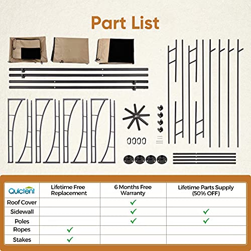 Quictent 10.5x10.5ft Patio Gazebo Canopy Tent,Gazebo with Mosquito Netting and Curtains,Vented Soft Top Gazebo for Patios,Deck and Backyard -Begie
