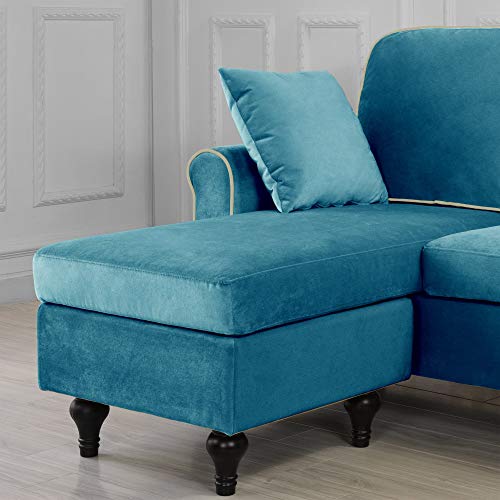 Divano Roma Furniture Madison Sectional, Teal