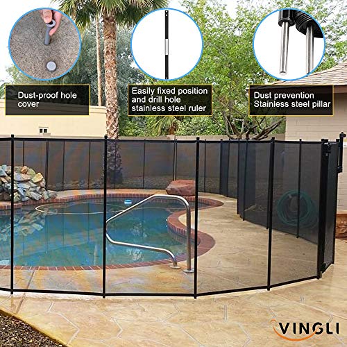 VINGLI Pool Fence 4Ft x 48FtSwimming Pool Fence in Ground Life Saver Fencing, Black