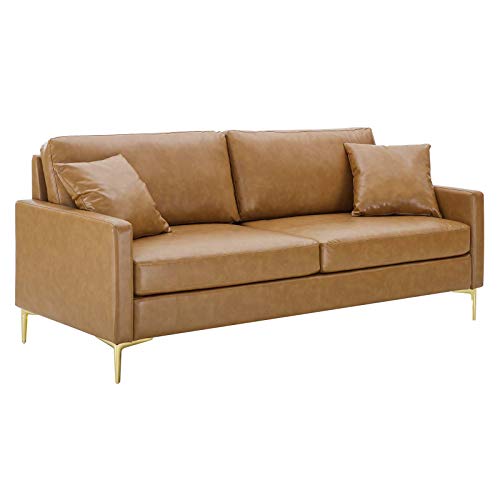 Modway Juliana Vegan Leather Upholstered Sofa, Tan