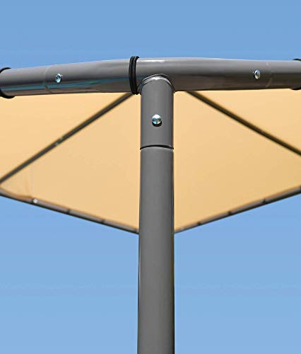 ShelterLogic 10' x 10' Pacifica Gazebo Canopy Charcoal Carbon Steel Frame and Marzipan Tan Water Resistant and Sun Protection Cover