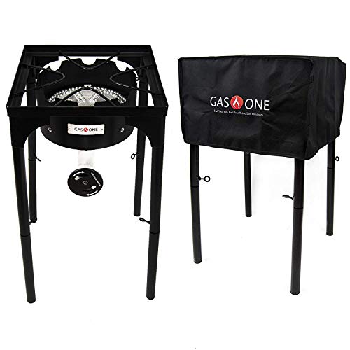 GasOne B-3600H Propane Cover 200,000-BTU Brewing Burner with Adjus, 15.75 x 15.75 x 16.00 inches, Black