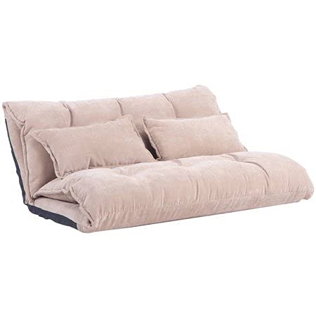 Takefuns Fabric Foldable Floor Sofa/Bed Adjustable with Two Pillows A