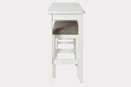NewRidge Home Goods NewRidge Home Sofa Table with Two Stools Counter Set, Distressed White