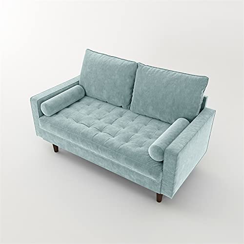 Kingway Furniture Velvet Genoa Living Room Loveseat in Grayish Cyan