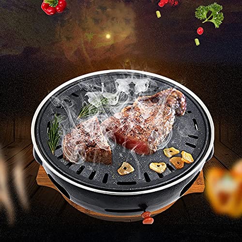 WDSZXH Portable Barbecues Cast Iron Charcoal Grill Household Charcoal Grill BBQ Grill Portable Food Charcoal Stove with Standard Grill Pan Cast Iron Grill (Color : Black, Size : 34x13cm)