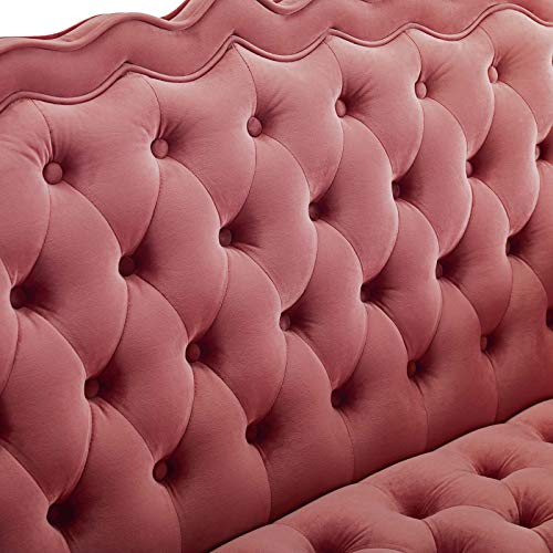 Modway Viola Tufted Velvet Modern Chesterfield Style Settee Loveseat In Dusty Rose