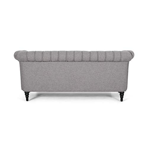 Christopher Knight Home Edgar Traditional Chesterfield Sofa with Tufted Cushions, Gray and Black