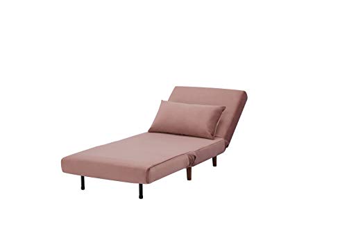 GIA Tri-Fold Convertible Velvet Sofa Bed Chair with Removable Pillow and Legs, Pink Blossom