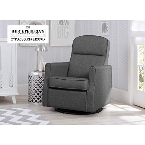 Delta Children Blair Slim Nursery Glider Swivel Rocker Chair, Charcoal