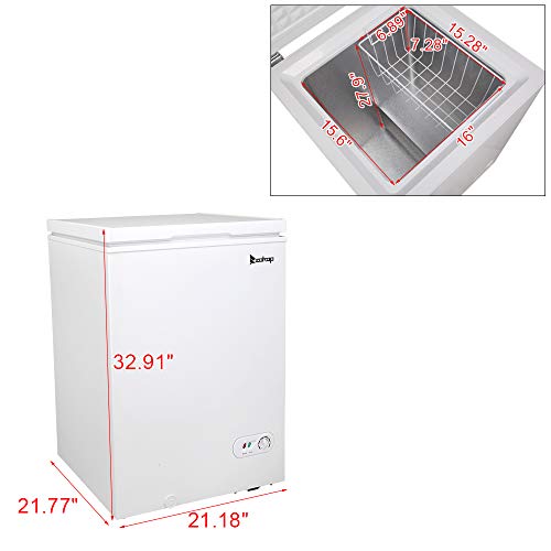 3.5 cu ft Compact Chest Freezer Adjustable Temperature Compact Fridge With Removable Storage Bin for Home/Kitchen/Office/Bar