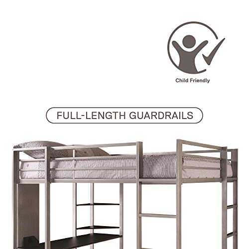 DHP Adobe Loft Bed, Silver, Full